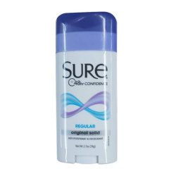Sure Original Solid Anti Perspirant and Deodorant Regular Scent 2.7-Ounces - Pack of 6