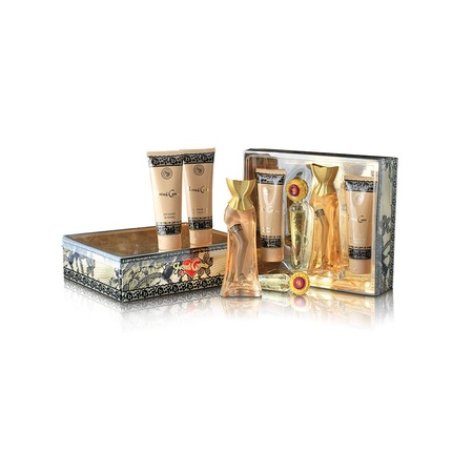 French Cancan by New Brand for Women 4 Piece Gift Set 3.4oz EDP Spray 0.5oz EDP Spray 4.3oz Shower Gel 4.3oz Body Lotion