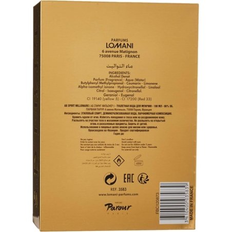 Lomani Ab Spirit Millionaire for Men 3.3oz EDP Spray Coriander Floral Orange