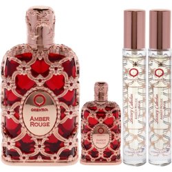 Amber Rouge by Orientica for Women - 4 Piece Gift Set 2.7oz EDP Spray 7.5ml EDP