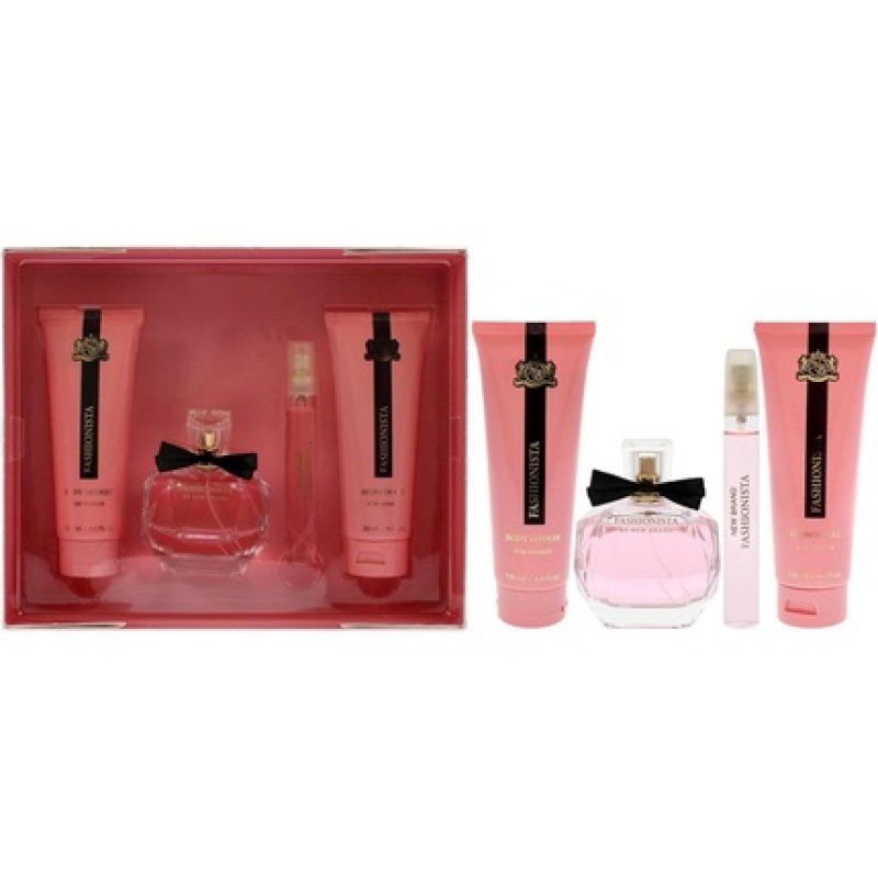 Prestige Fashionista by New Brand for Women - 4 Piece Gift Set 3.4oz EDP Spray