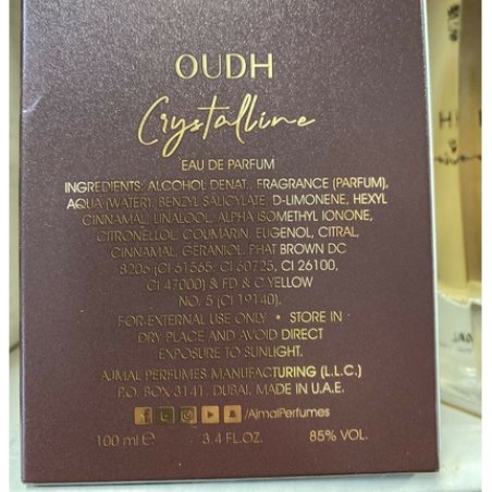 Ajmal OUDH Crystal Eau de Parfum Spray 3.4 oz