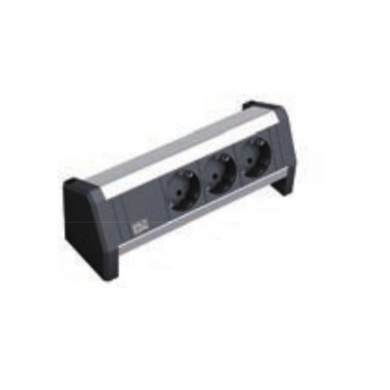 Bachmann DESK 1 power extension 3 AC outlet(s) Indoor Black, Silver
