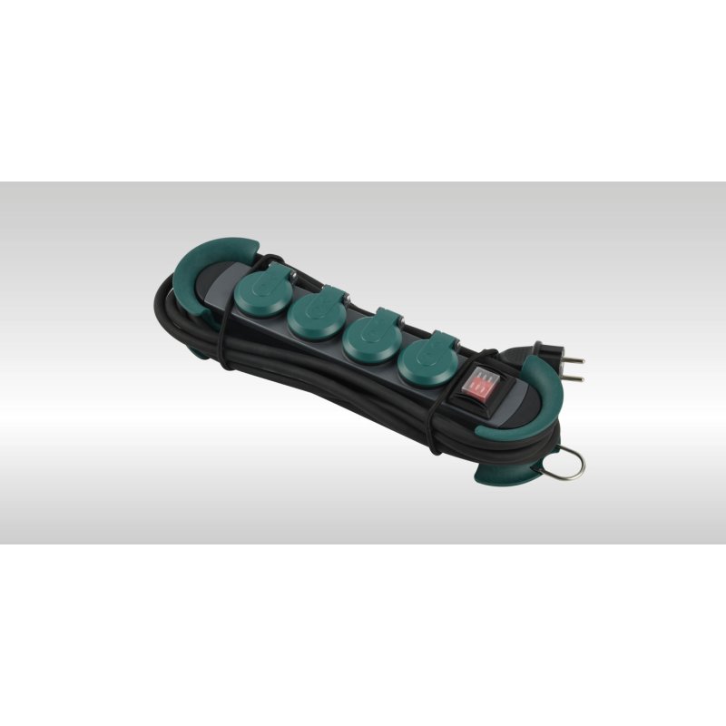 BACHMANN HOOK Outdoor 4x Schutzkontakt Kunststoff mit Schalter und Klappdeckeln IP44 4m