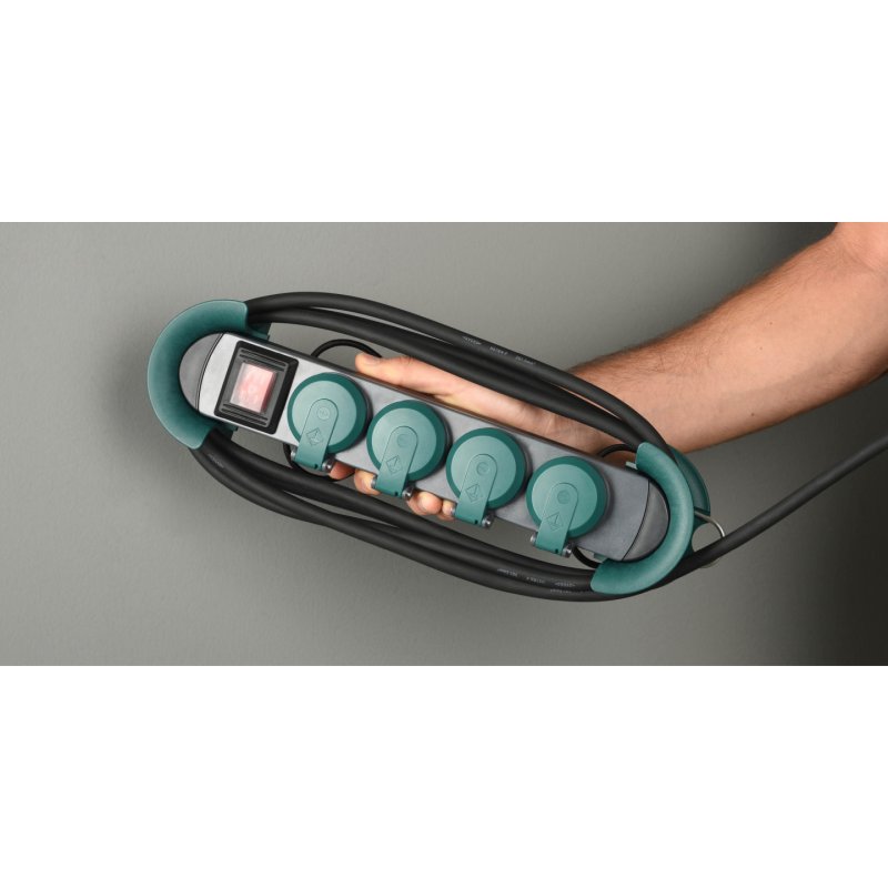 BACHMANN HOOK Outdoor 4x Schutzkontakt Kunststoff mit Schalter und Klappdeckeln IP44 4m