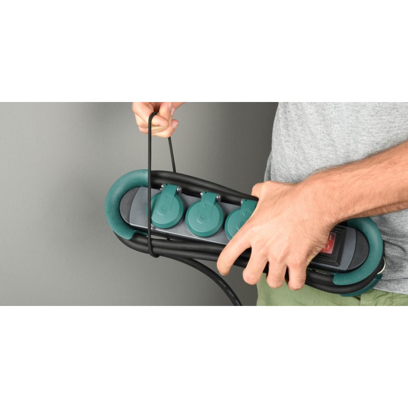 BACHMANN HOOK Outdoor 4x Schutzkontakt Kunststoff mit Schalter und Klappdeckeln IP44 4m