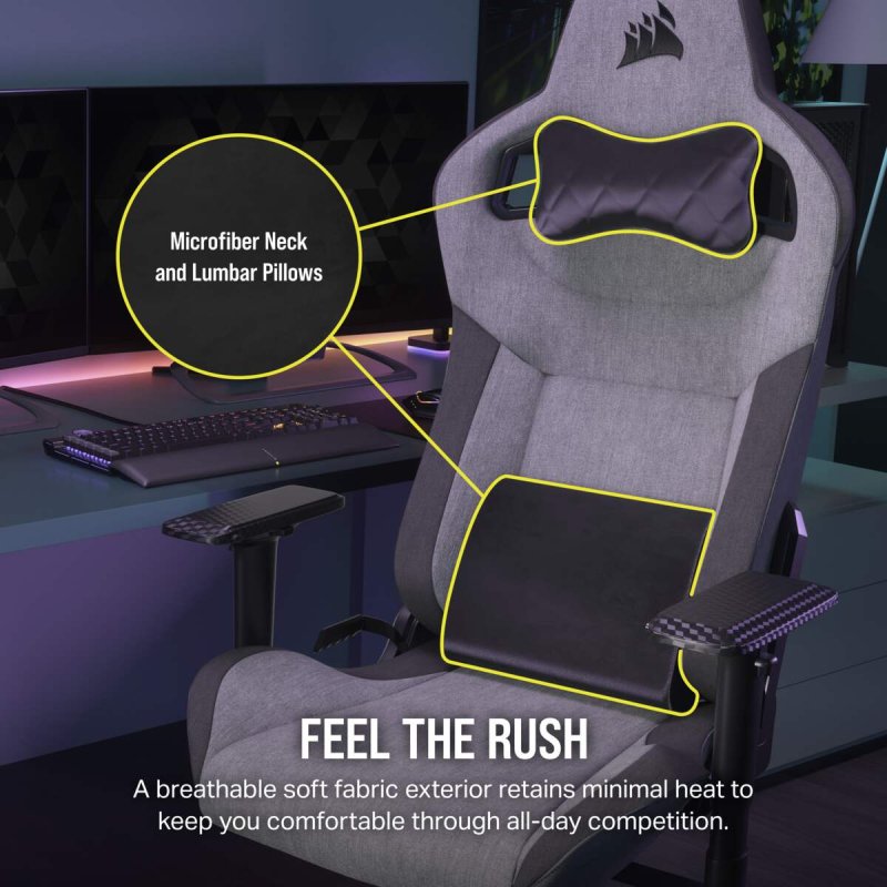 Corsair T3 RUSH (2023) Universal gaming chair Padded seat Anthracite, Grey