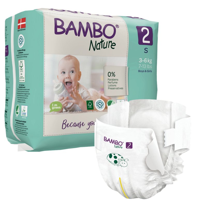 Bambo Nature Diapers Mini, 710 G Size 2 30 Count