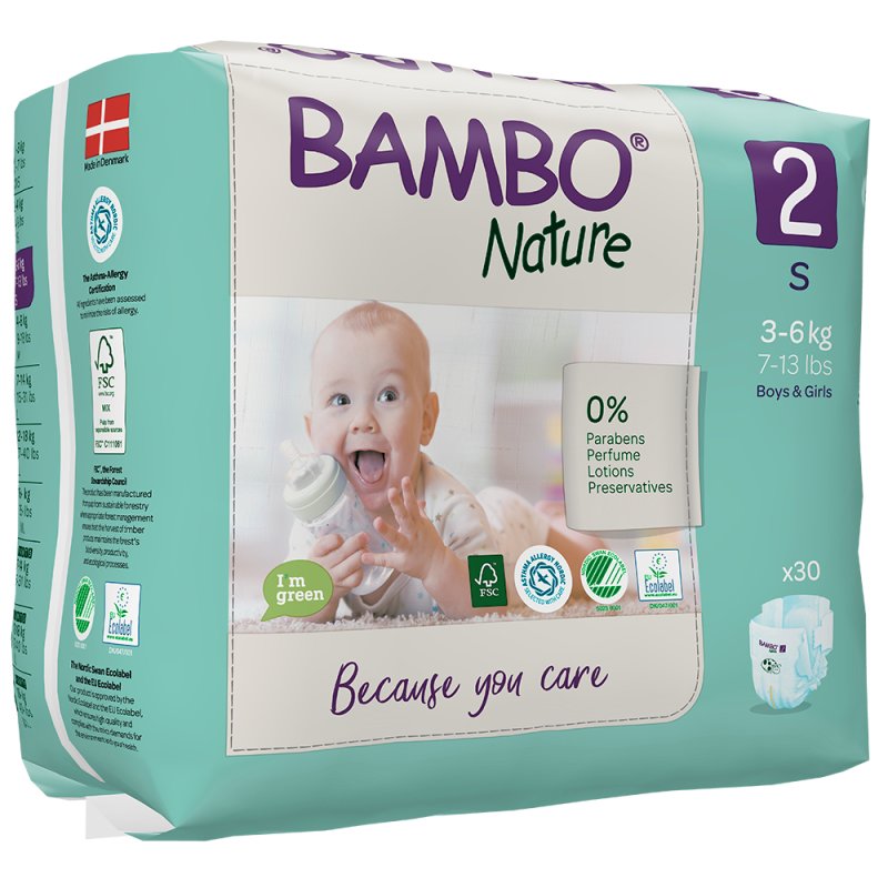 Bambo Nature Diapers Mini, 710 G Size 2 30 Count