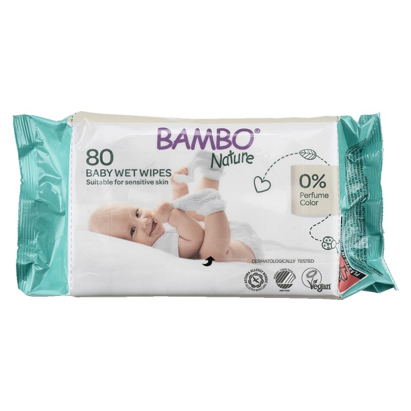 Bambo Nature Fragrance-Free Baby Wet Wipes 80 Count