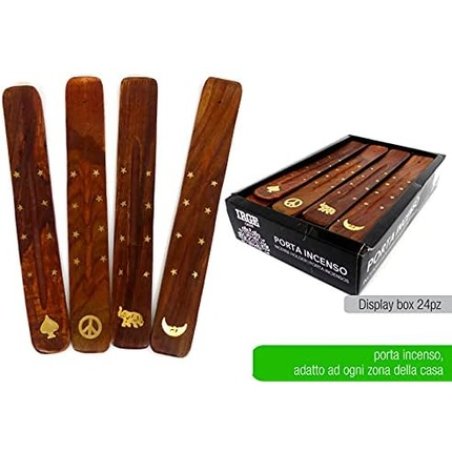 Irre Incense Stick Holder Wood Gold Colored