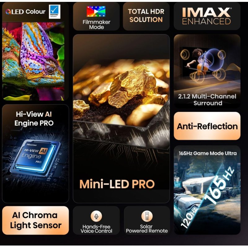 Hisense 55U7Q PRO 139,7 cm (55") 4K Ultra HD Smart TV Wifi Noir 500 cd/m²