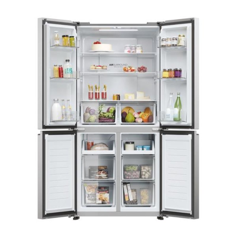 Haier Cube 83 Serie 3 HCR3818ENMM side-by-side refrigerator Freestanding 467 L E Platinum, Stainless steel