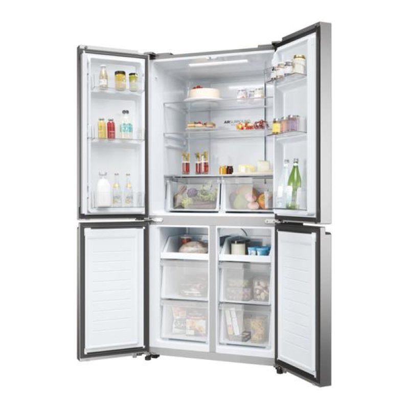 Haier Cube 83 Serie 3 HCR3818ENMM side-by-side refrigerator Freestanding 467 L E Platinum, Stainless steel