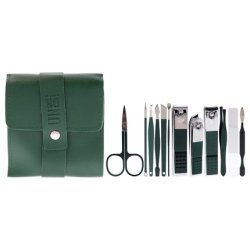 Undn Manicure Set Dark Green 12 Piece Set With Micro Scissors Clippers Glass File Tweezers And More