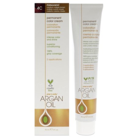 One N Only Argan Oil Permanent Color Cream 4c Medium Copper Brown 3 Oz Hair Color