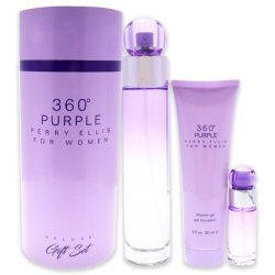 Perry Ellis 360 Purple 3 Piece Gift Set Including 34oz Eau De Parfum Spray 025oz Eau De Parfum Spray And 30oz Shower Gel