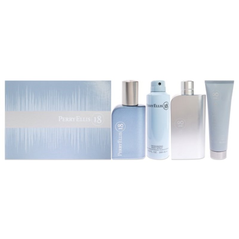 Perry Ellis 18 For Men Gift Set 4 Piece Set Including 34oz Eau De Toilette Spray 025oz Eau De Toilette Spray 6oz Body