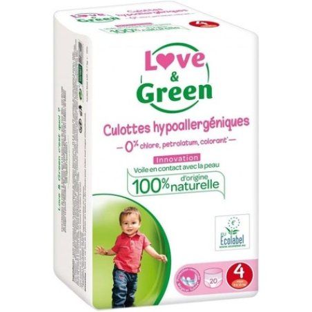Love & Green Hypoallergenic Panties Size 4 - Pack of 20