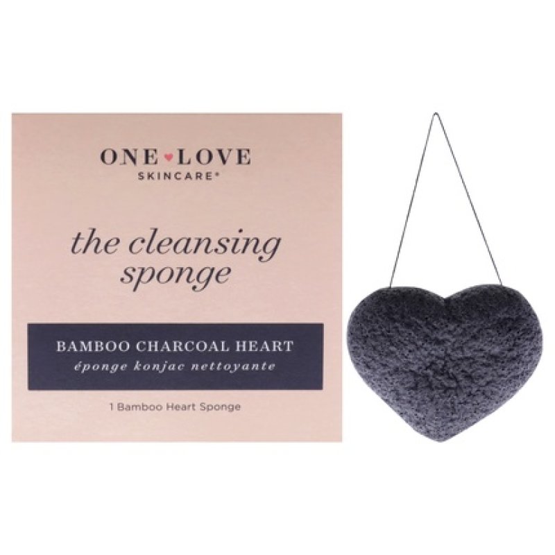 One Love Organics The Cleansing Sponge Bamboo Charcoal Heart 1 Piece Sponge