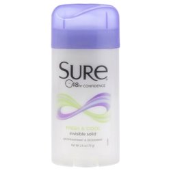 Sure Invisible Solid Antiperspirant Deodorant Fresh And Cool 26 Oz Stick For Unisex