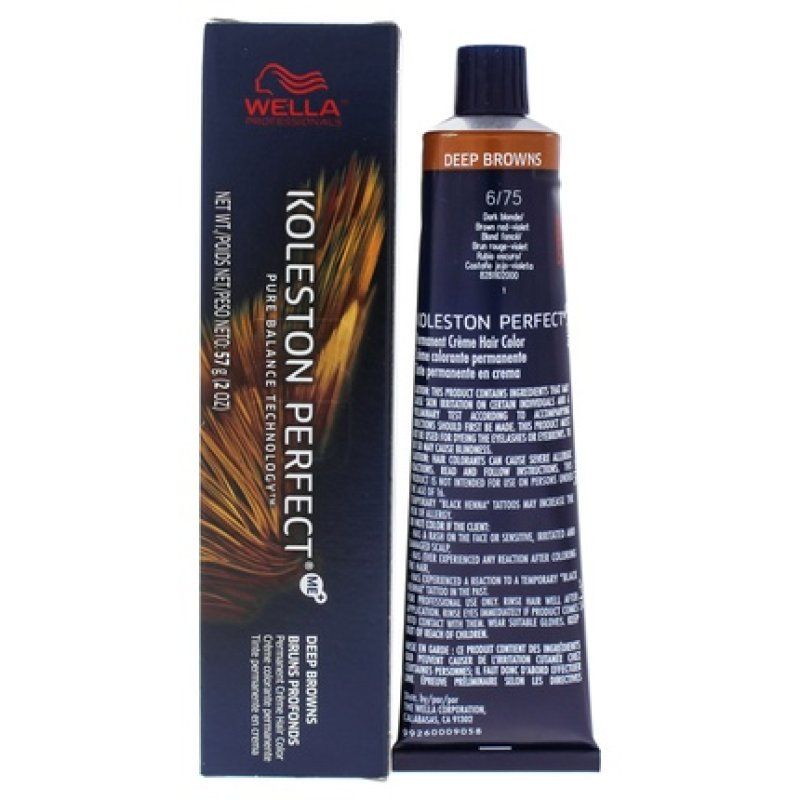 Wella Koleston Perfect Permanent Creme Hair Color 6 75 Dark Blondebrown Redviolet 2 Oz