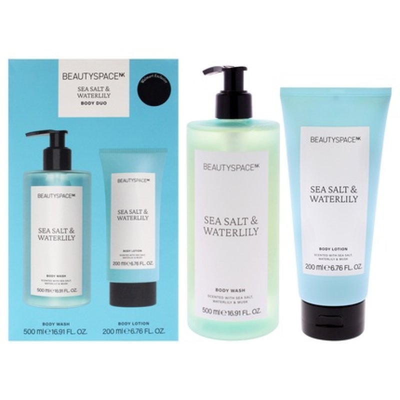 Beautyspace Beauty Space Body Duo Sea Salt And Waterlily 2 Piece Set With 1691oz Body Wash And 676oz Body Lotion