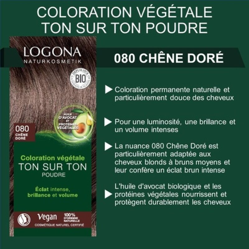 Logona Herbal Hair Color Powder 080 Natural Brown