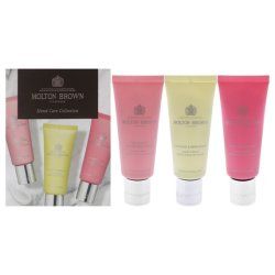 Molton Brown Floral And Spicy Hand Care Collection Set 3 Piece Set With 14oz Delicious Rhubarb And Rose Hand Cream 14oz