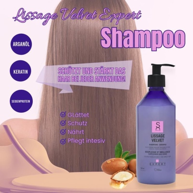 Expert Lissage Velvet Shampoo with Argan Oil, Keratin, and Silk Proteins