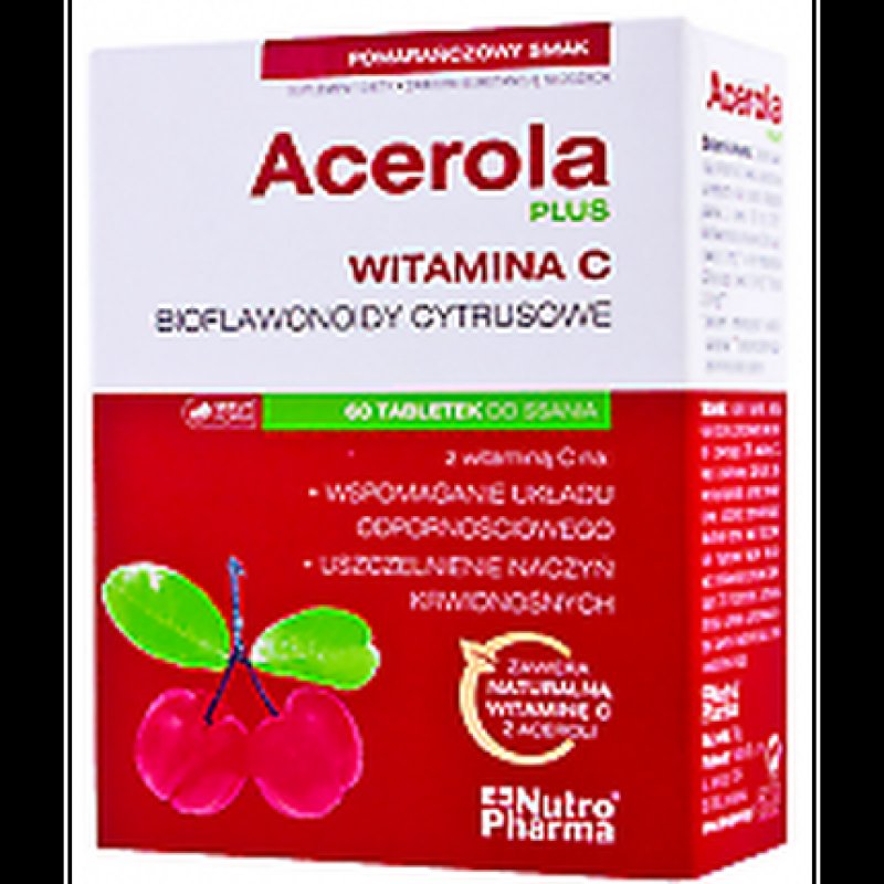 Acerola Plus 60 Chewable Tablets with Bioflavonoids (Rutin, Hesperidin) Vitamin C