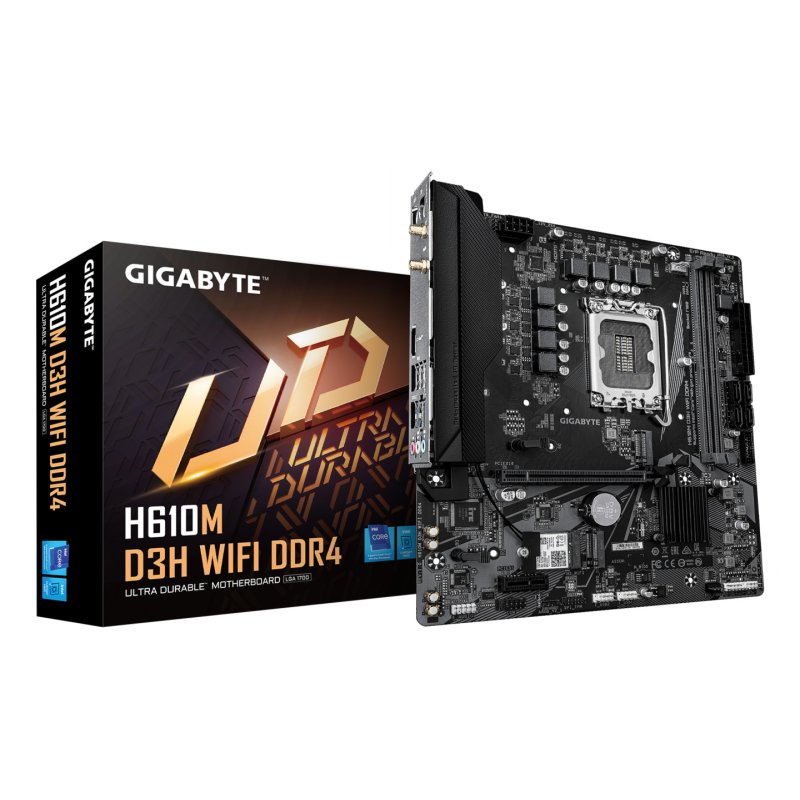 GIGABYTE H610M D3H WIFI DDR4 Motherboard - Supports 14th Gen. Intel Core CPUs, 6 1 1 phases VRM, up to 3200MHz DDR4,