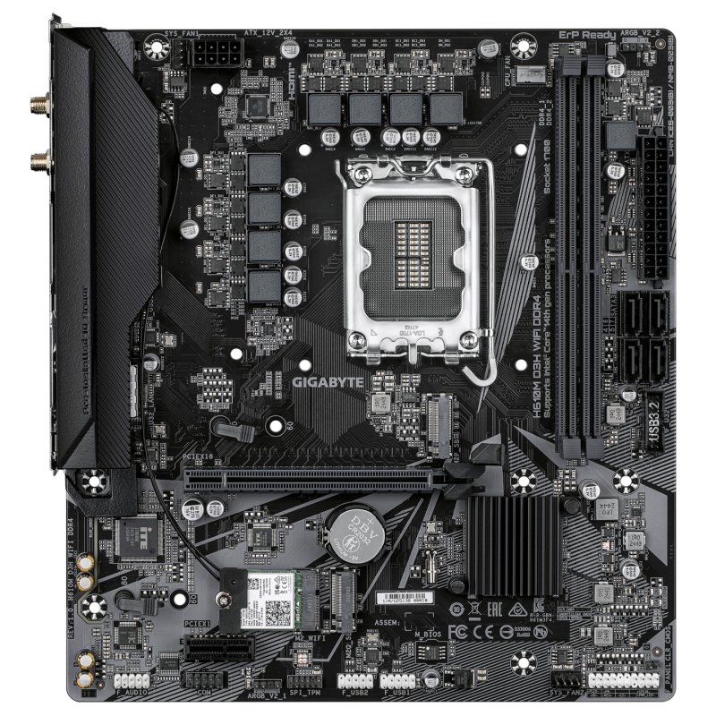 GIGABYTE H610M D3H WIFI DDR4 Motherboard - Supports 14th Gen. Intel Core CPUs, 6 1 1 phases VRM, up to 3200MHz DDR4,