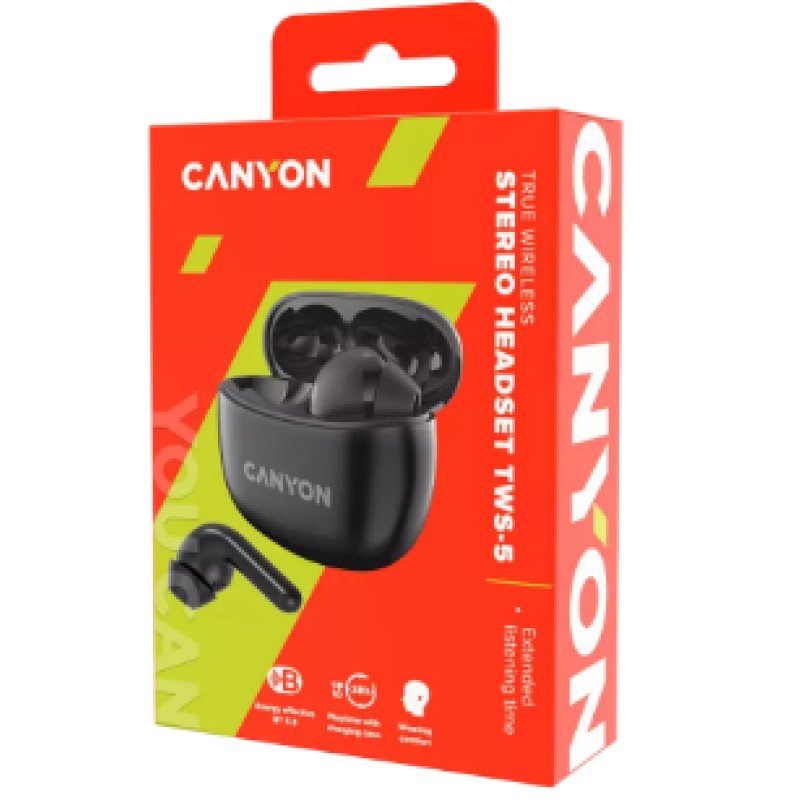 Canyon CNS-TWS5B casque Sans fil Ecouteurs Appels/Musique/Sport/Au quotidien USB Type-C Bluetooth Noir
