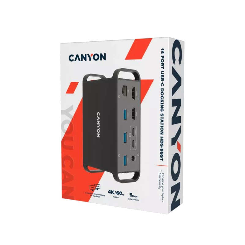 Canyon CNS-HDS95ST station d'accueil USB 3.2 Gen 2 (3.1 Gen 2) Type-C Noir