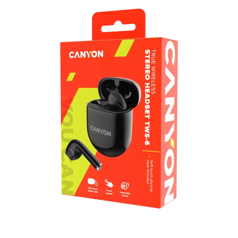 Canyon CNS-TWS6B headphones/headset True Wireless Stereo (TWS) In-ear Calls/Music/Sport/Everyday Bluetooth Black