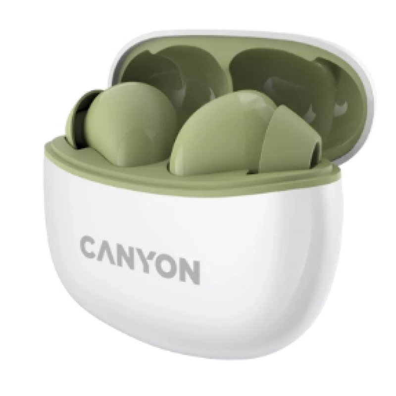 Canyon CNS-TWS5GR headphones/headset Wireless In-ear Calls/Music/Sport/Everyday USB Type-C Bluetooth Green, White