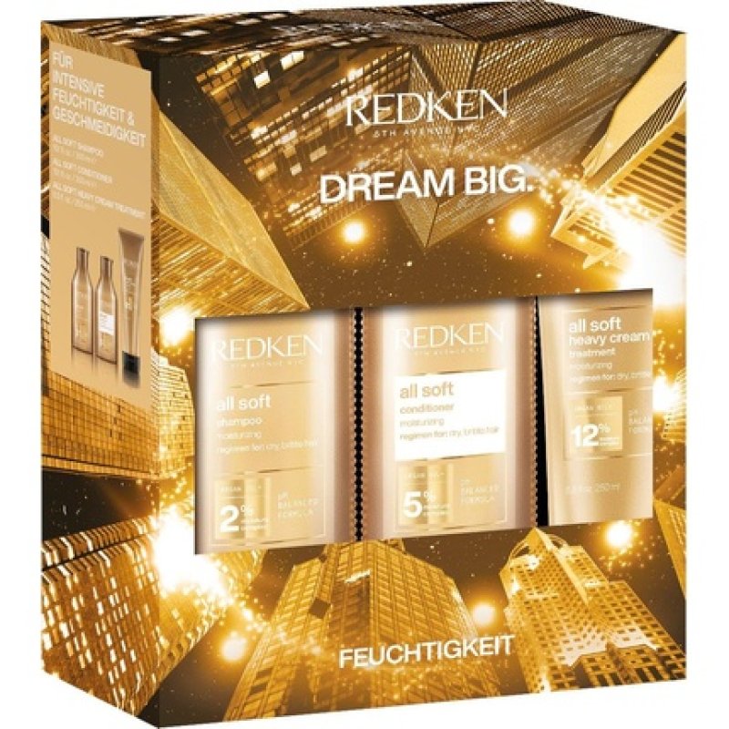 Redken Care Set Shampoo 300ml, Conditioner 300ml and Heavy Cream 250ml for Dry and Brittle Hair, Revitalizes and