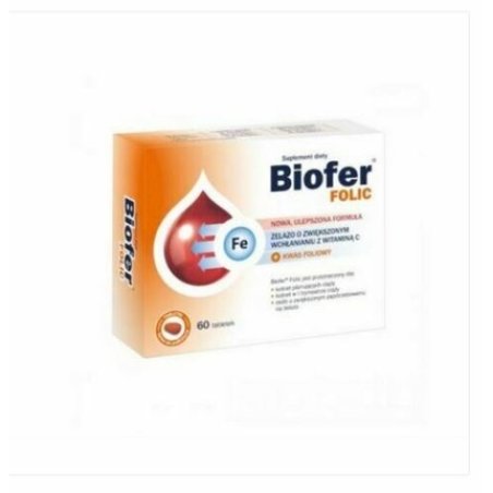 Biofer Folic Iron Supplement with Increased Absorption and Folic Acid for Blood and Pregnancy Support 60 Tablets
