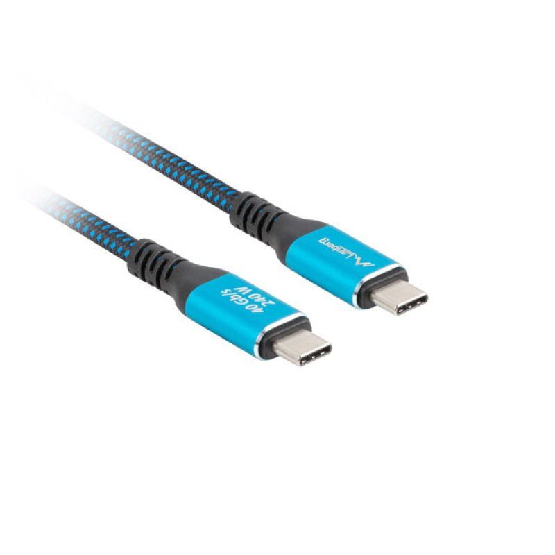 Lanberg CA-CMCM-44CU-0005-BK câble USB USB4 Gen 2x2 0,5 m USB C Noir, Bleu
