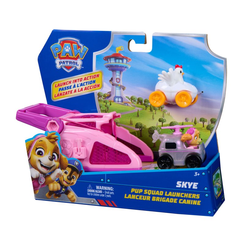 PAW Patrol , Lanceur Brigade canine Stella avec véhicule Galinetta, Coffret de 2 véhicules, jouets pour garçons et