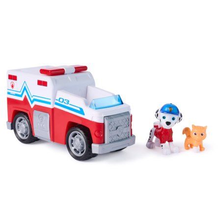 PAW Patrol : Search & Rescue, Marshall Rescue Responder Vehicle with 2 Figures, Toy Truck with Pull-Back Action, Kids