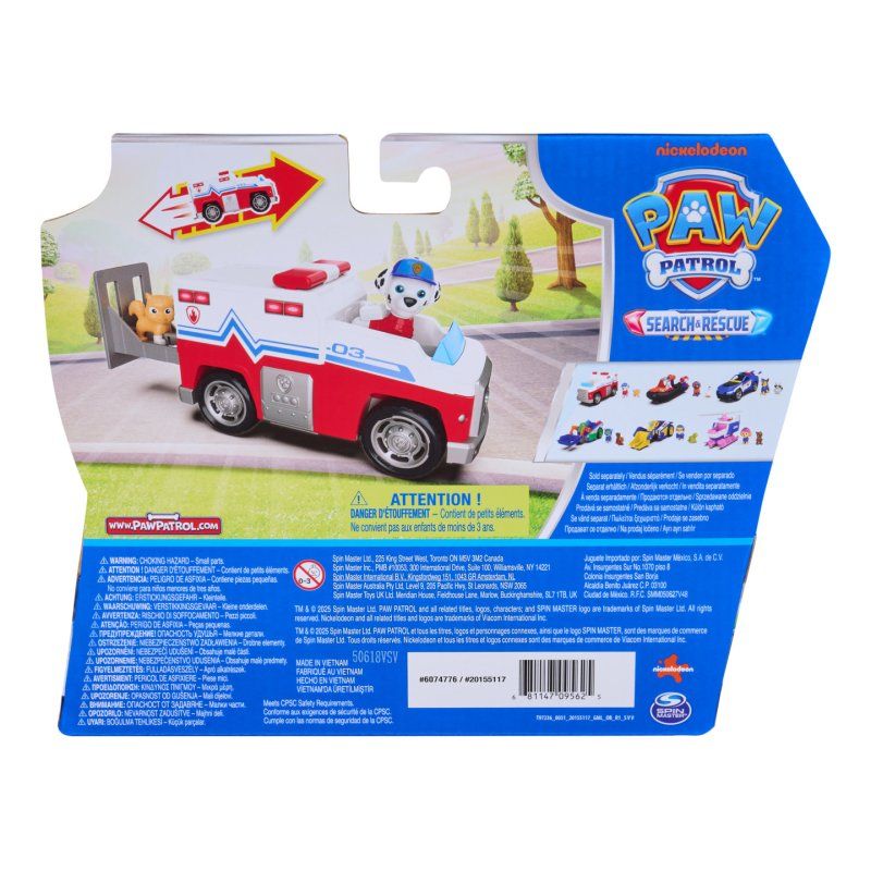 PAW Patrol - Pat Patrouille - Véhicule Figurine Marcus Search & Rescue Mission Détective - Voiture Figurine À