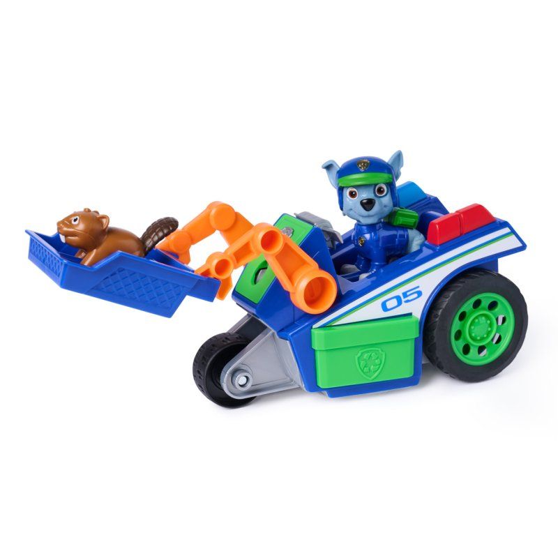 PAW Patrol : Search & Rescue, Rocky Rescue Recycler Vehicle with 2 Figures, Toy Car with Pull-Back Action, Kids Toys