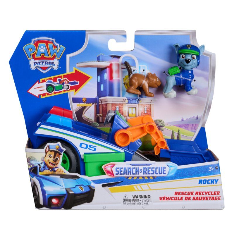 PAW Patrol - Pat Patrouille - Véhicule Figurine Rocky Search & Rescue Mission Détective - Voiture Figurine À