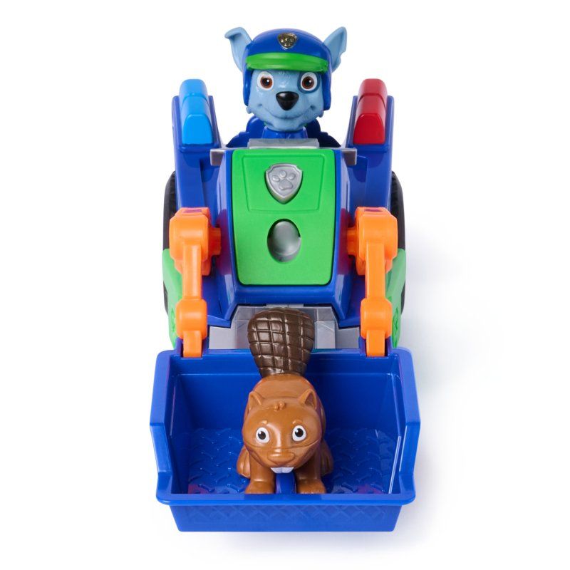 PAW Patrol : Search & Rescue, Rocky Rescue Recycler Vehicle with 2 Figures, Toy Car with Pull-Back Action, Kids Toys