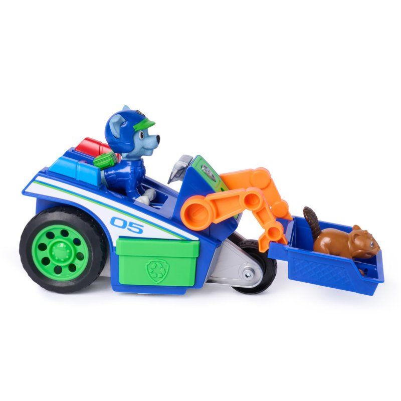 PAW Patrol : Search & Rescue, Rocky Rescue Recycler Vehicle with 2 Figures, Toy Car with Pull-Back Action, Kids Toys