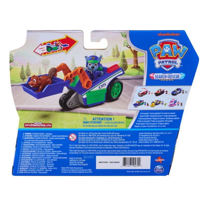 PAW Patrol - Pat Patrouille - Véhicule Figurine Rocky Search & Rescue Mission Détective - Voiture Figurine À