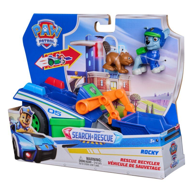 PAW Patrol - Pat Patrouille - Véhicule Figurine Rocky Search & Rescue Mission Détective - Voiture Figurine À