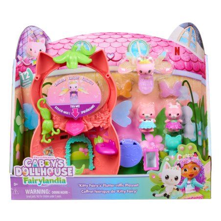 Gabby's Dollhouse Fairylandia, Kitty Fairy’s Flutter-riffic Playset with 12 Pieces & Exclusive Flutter-riffic Ring,